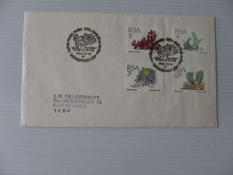 RSA 5th Definitive Series (1988) - Succulents Coil Stamps Private FDC with Official Cancel