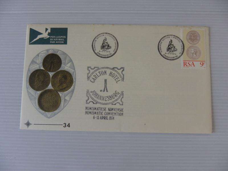 RSA 1.34 (1974) - Numismatic Congress  Official FDC with Carlton Hotel Cachet