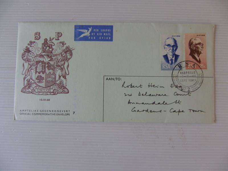 RSA 1.07 (1968) - Inauguration of Pres Fouche Official FDC  with Different Stamp Order