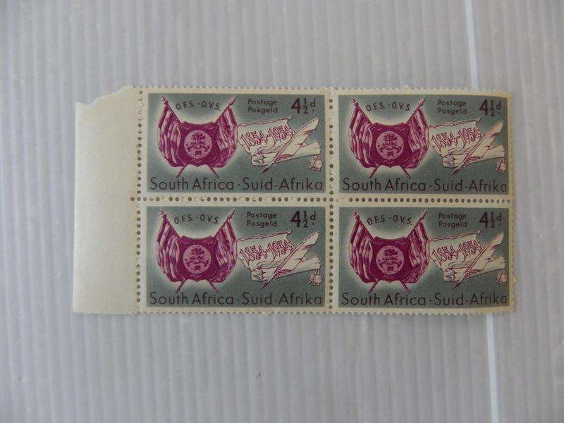 Union (1954) - Centenary of Orange Free State 4 1/2 d Mint Marginal Block