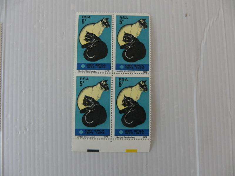 RSA 1.23 (1972) - Centenary of SPCA Mint Marginal Block of 4 Stamps