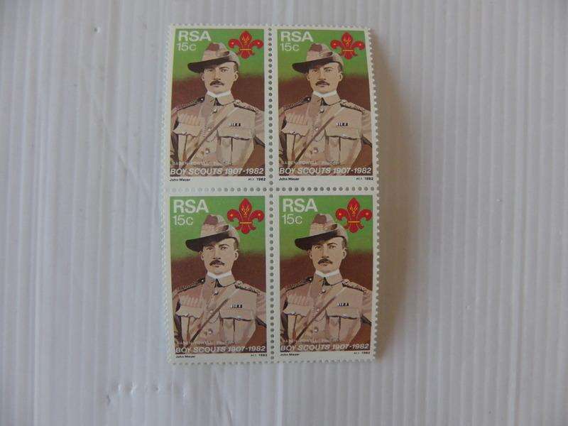 RSA 3.34 (1982) - 75th Anniversary of Boy Scouts Mint block of 4 Stamps