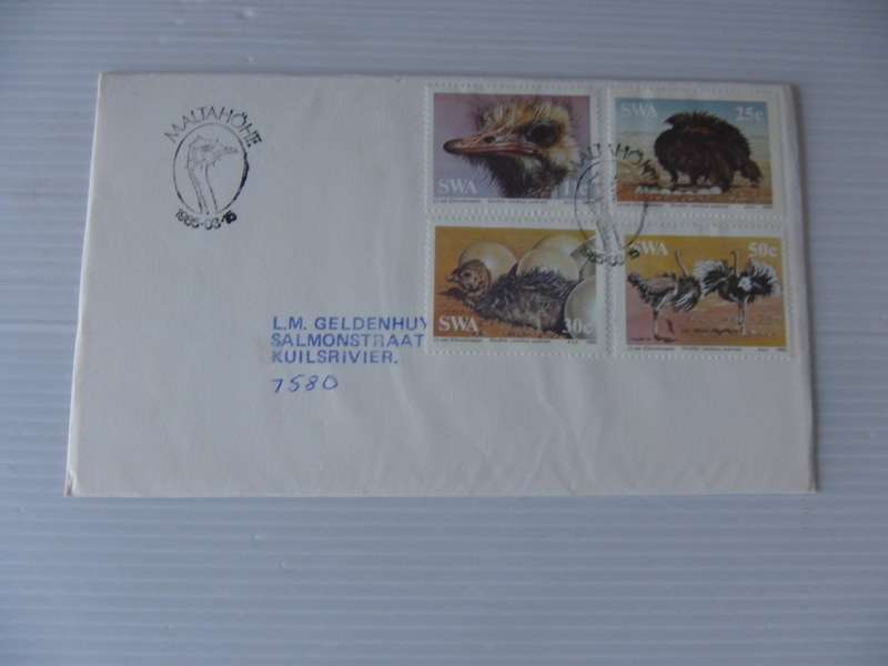 SWA 1.48 (1985) - Ostriches Private FDC with Official Cancel