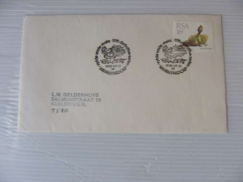 RSA 5th Definitive Series (1988) - Succulents Private FDC with Official Cancel