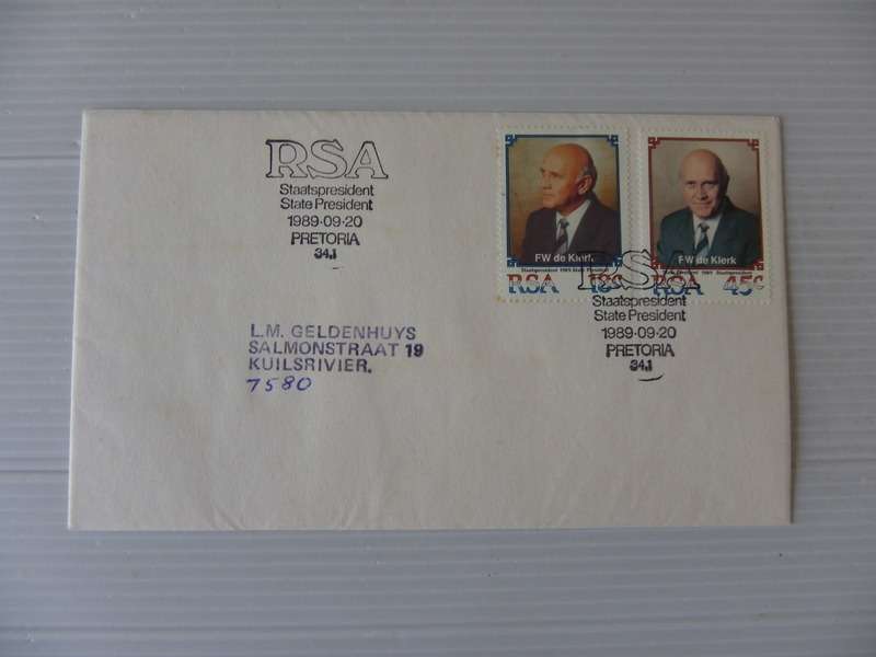 RSA 5.06.1 (1989) - Inauguration of President De Klerk Private FDC with Official Cancel