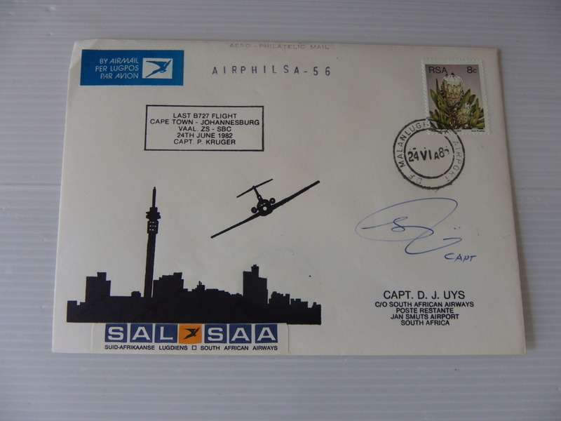 RSA (1982) - Last Boeing B727 Flight Signed by Capt Uys