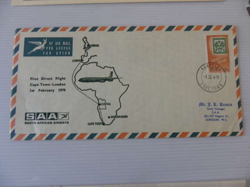 RSA (1970) - 1st Direct Flight from Cape Town to London Illustrated FDC
