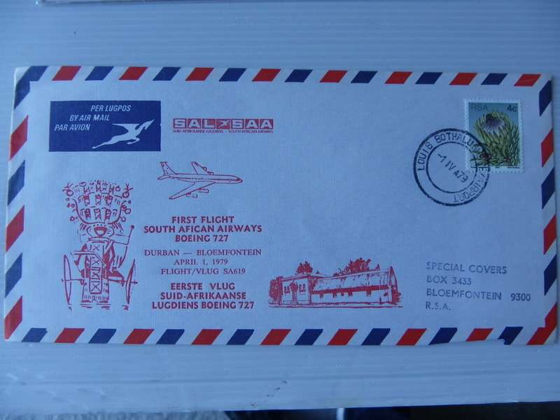 RSA (1979) - 1st Flight of Boeing 727 Durban to Bloemfontein Illustrated FDC