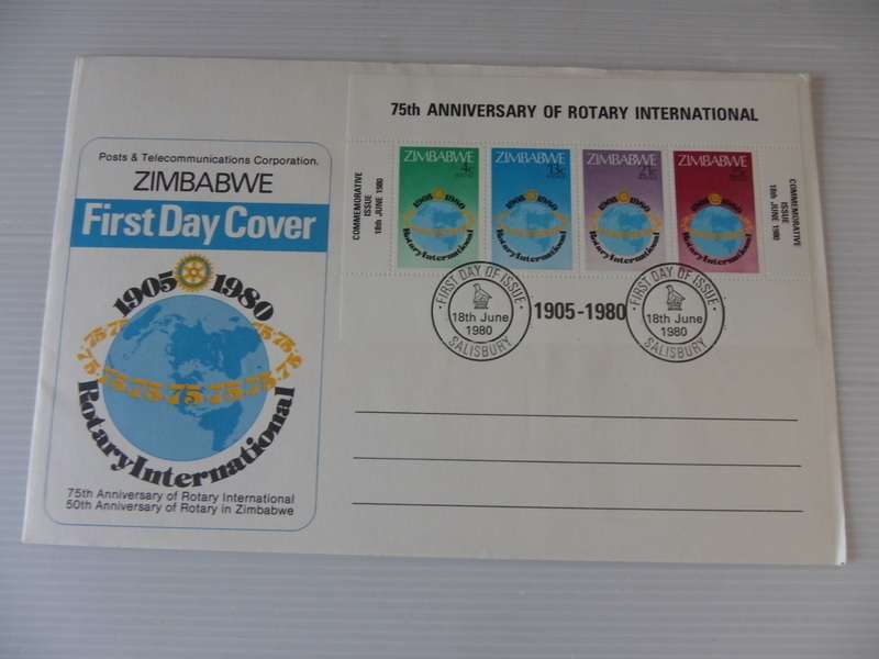 Zimbabwe (1980) - Rotary International Illustrated FDC with Miniature Sheet