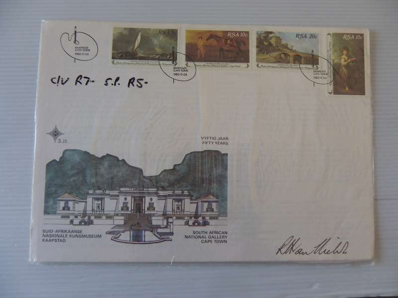 RSA 3.25 (1980) - National Art Gallery Large FDC signed by the Curator