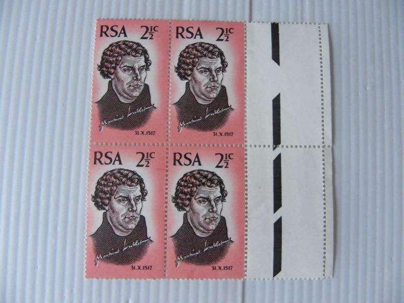 RSA 1.06 (1967) - 450th Anniversary of Reformation 2 1/2 c Mint Marginal Block