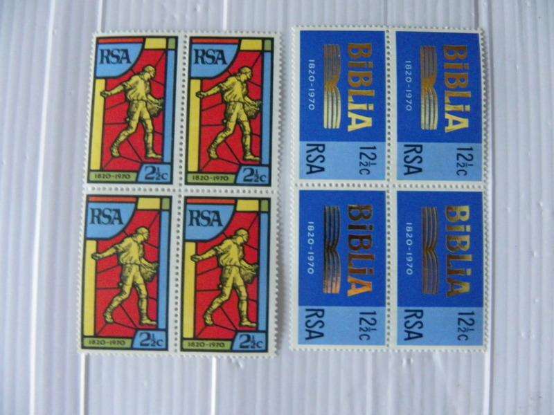 RSA 1.14 (1970) - 150th Anniversary of Bible Society Mint Set in Blocks of 4 Stamps