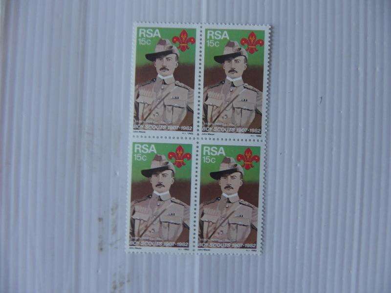 RSA 3.34 (1982) - 75th Anniversary of Boy Scouts Mint block of 4 Stamps