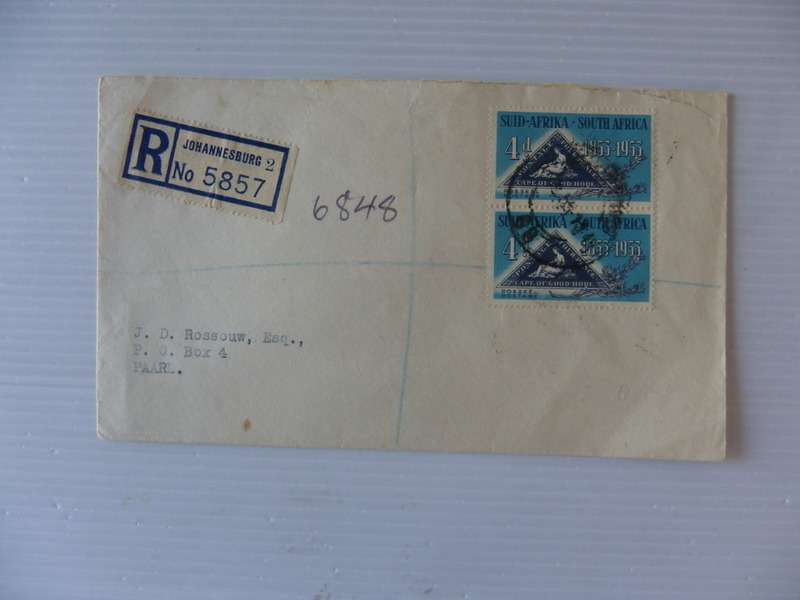 Union (1953) -  Centenary of Cape Triangle Private FDC
