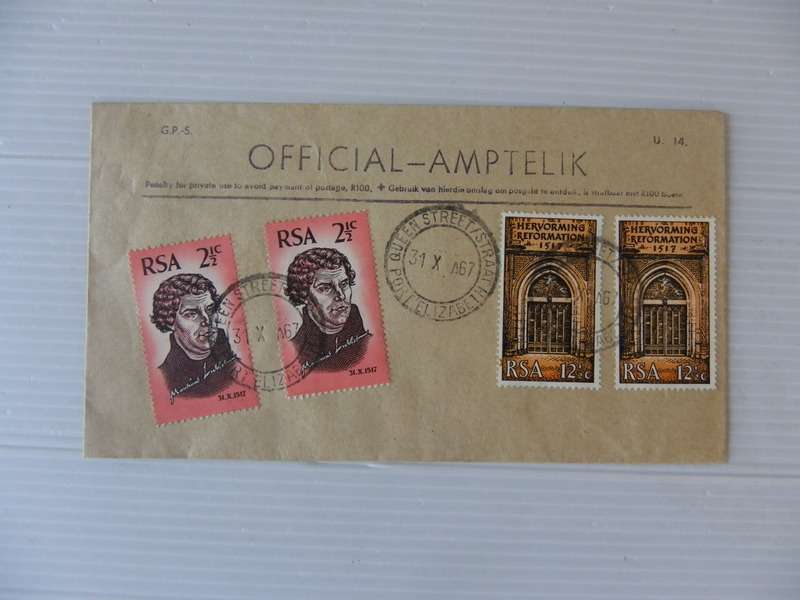 RSA 1.06 (1967) - 450th Anniversary of Reformation Private FDC