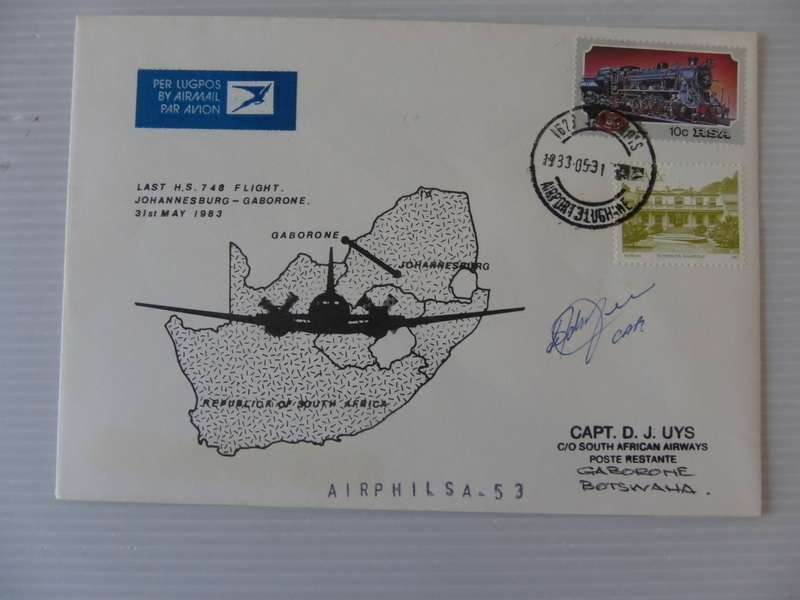 RSA (1983) - Last 748 Flight Signed by Pilot Illustrated FDC