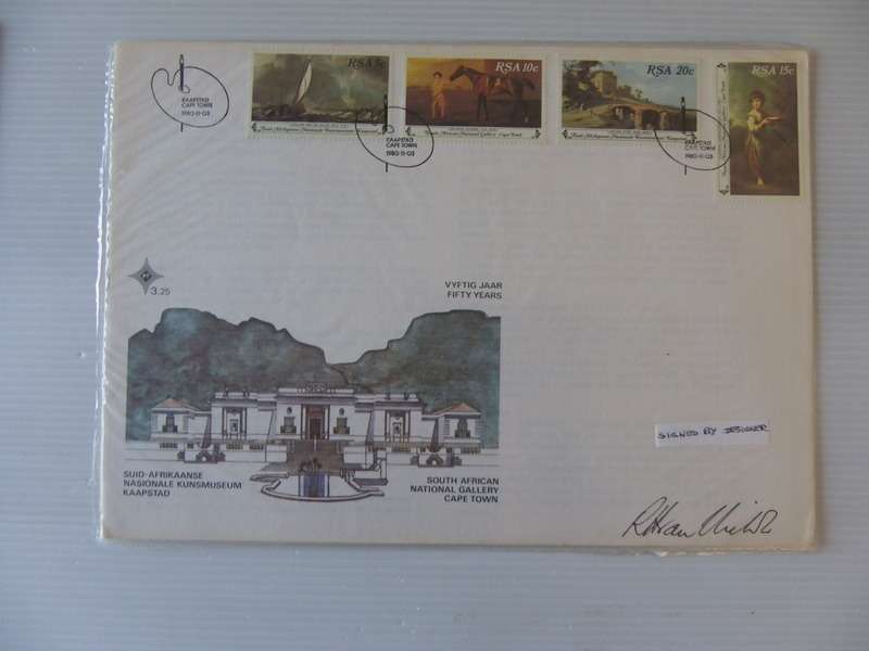 RSA 3.25 (1980) - National Art Gallery Large FDC signed by the Curator
