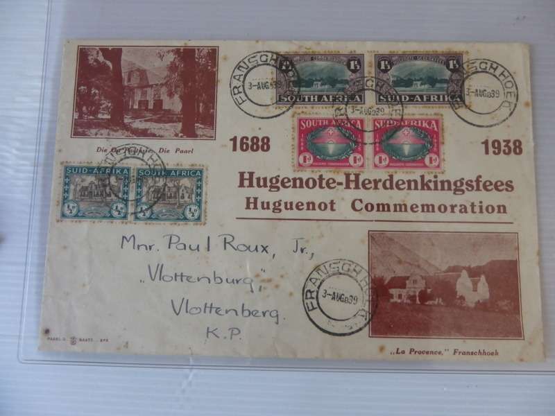 Union (1939) - Huguenots Illustrated FDC with some rust around the stamps