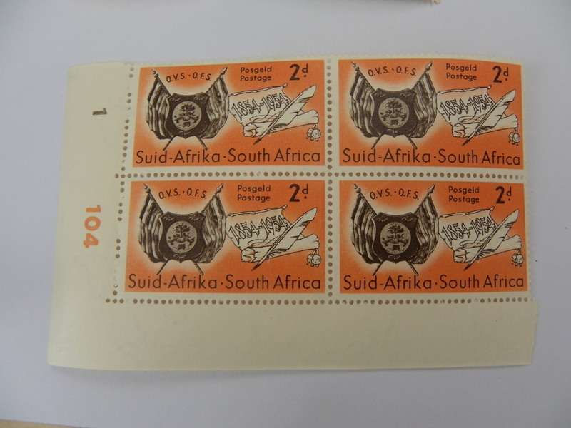Union (1954) - Centenary of Orange Free State 2d Mint Control Block