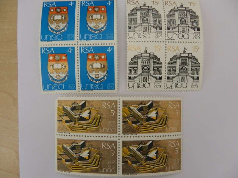 RSA 1.26 (1973) - UNISA Centenary Official Mint Set in Blocks of 4 Stamps