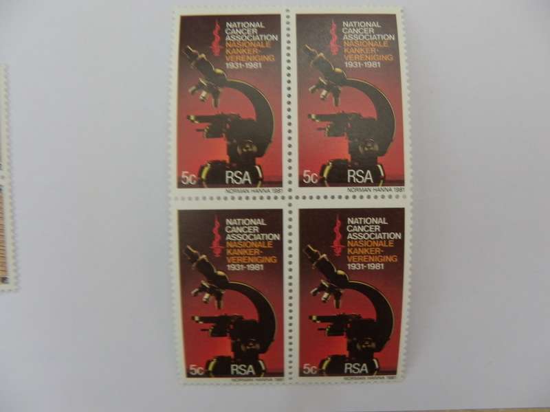 RSA 3.31 (1981) - 50th Anniversary of National Cancer Association Mint block of 4 Stamps