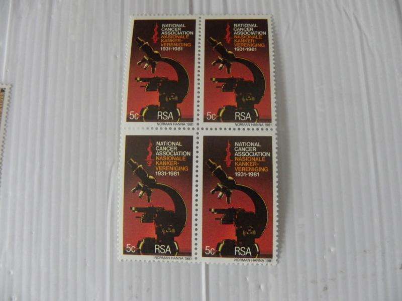 RSA 3.31 (1981) - 50th Anniversary of National Cancer Association Mint block of 4 Stamps