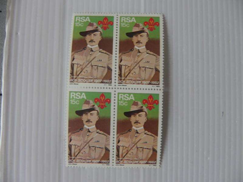 RSA 3.34 (1982) - 75th Anniversary of Boy Scouts Mint block of 4 Stamps