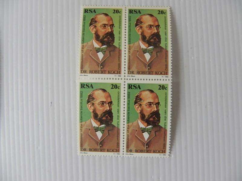 RSA 3.35 (1982) - Centenary of the Discovery of TB Mint block of 4 Stamps