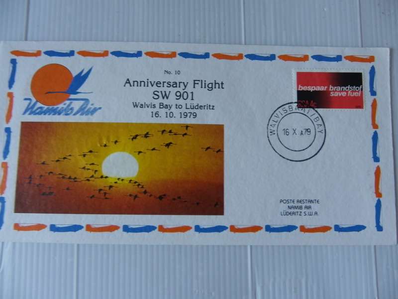Namib Airways #10 (1979) - Anniversary Flight Walvis Bay to Luderitz Illustrated FDC