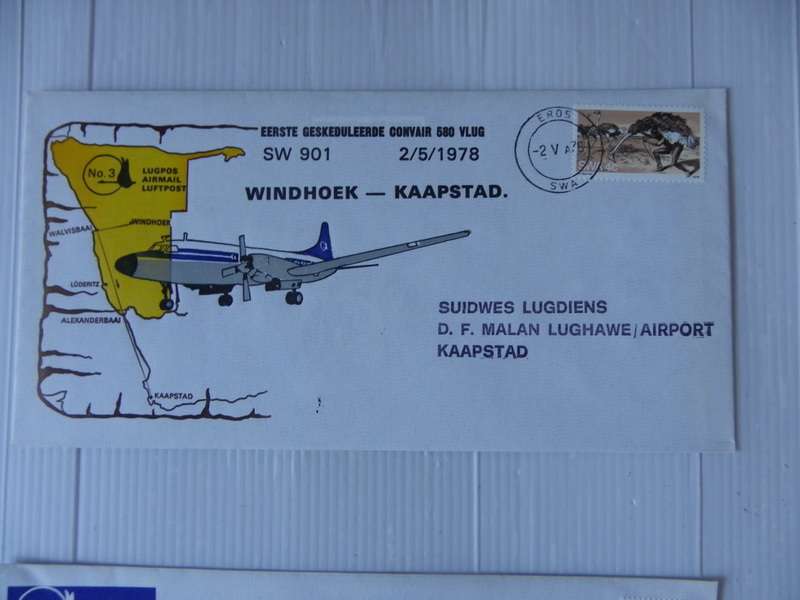 Namib Airways #03 (1978) - Windhoek to Cape Town Illustrated FDC