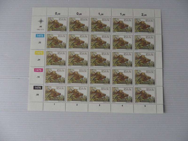 RSA 4.02 (1982) - Prehistoric Animals 8c Mint Full Sheet