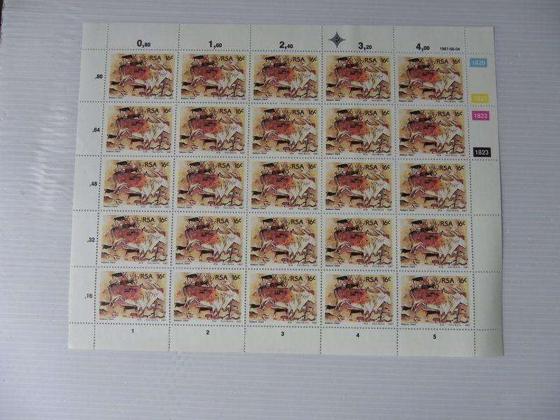 RSA 4.21 (1987) - Rock Paintings 16c Mint Full Sheet