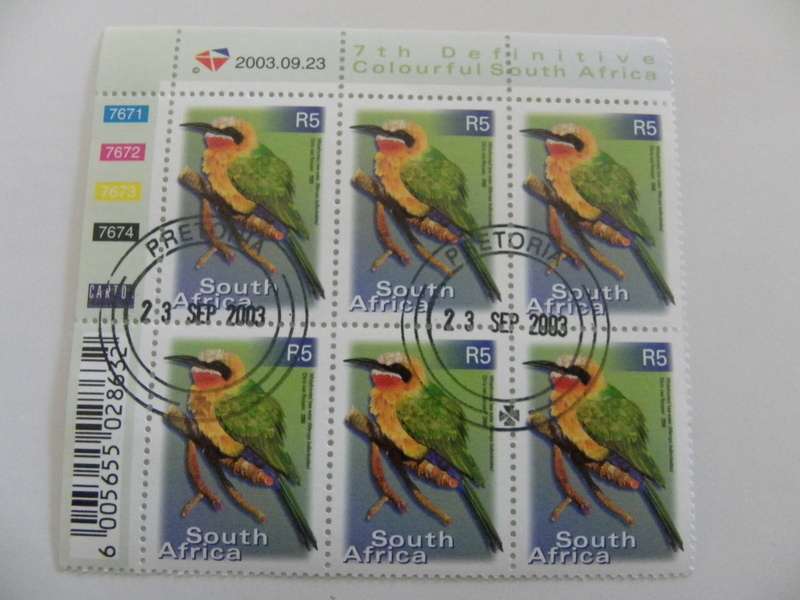 RSA 7th Definitive Series (2000) - Colourful SA R5.00 CTO Cancelled Control Block