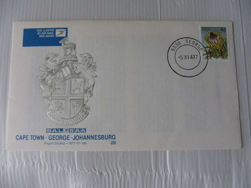 SAA #28 (1977) - Cape, George to JHB Illustrated FDC Town Illustrated FDC