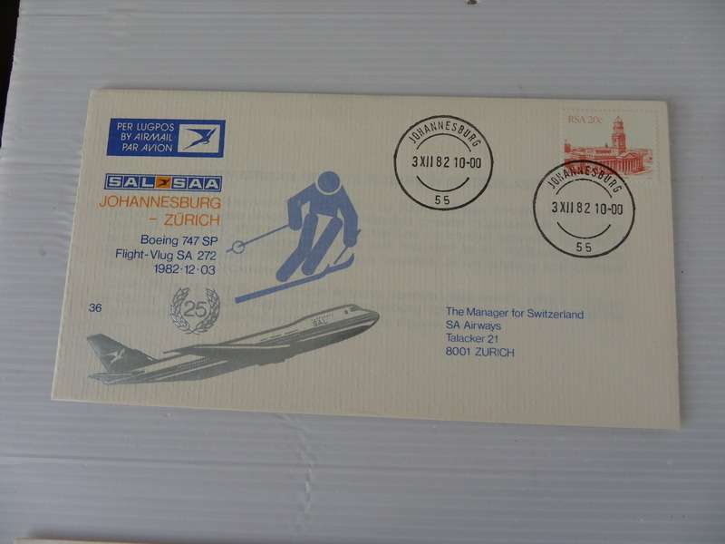 SAA #36 (1982) - 1st Flight JHB to Zurich Illustrated FDC