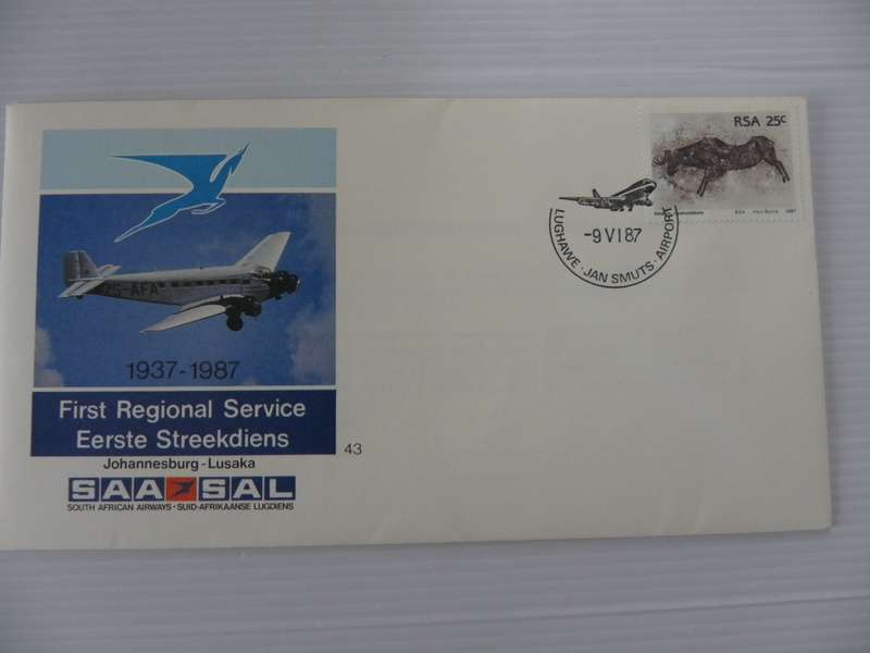 SAA #43 (1987) - 1st Regional Service JHB to Lusaka Illustrated FDC