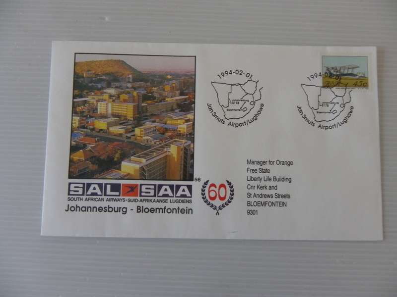 SAA #56 (1994) - JHB to Bloemfontein Illustrated FDC