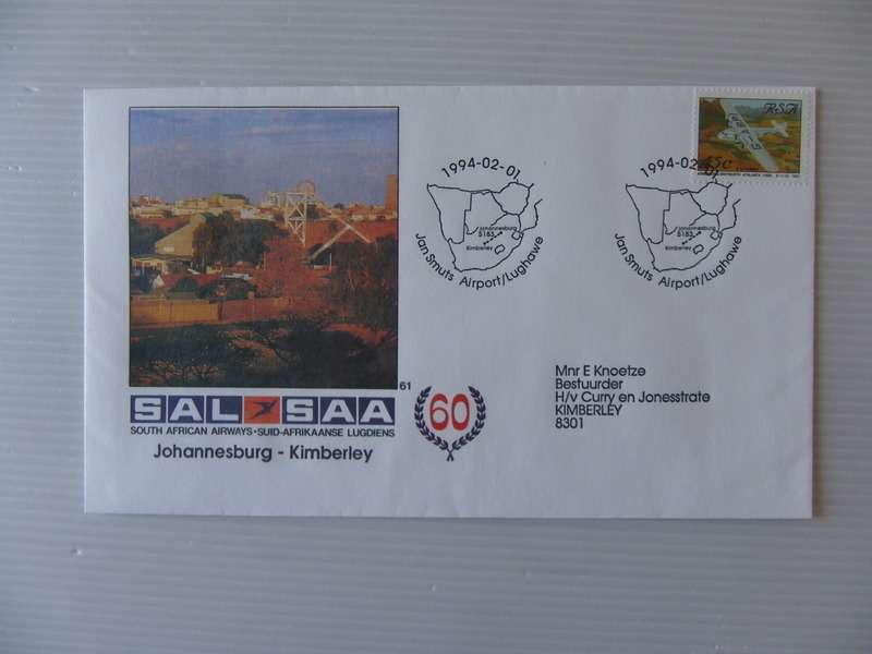 SAA #61 (1994) - JHB to Kimberley Illustrated FDC