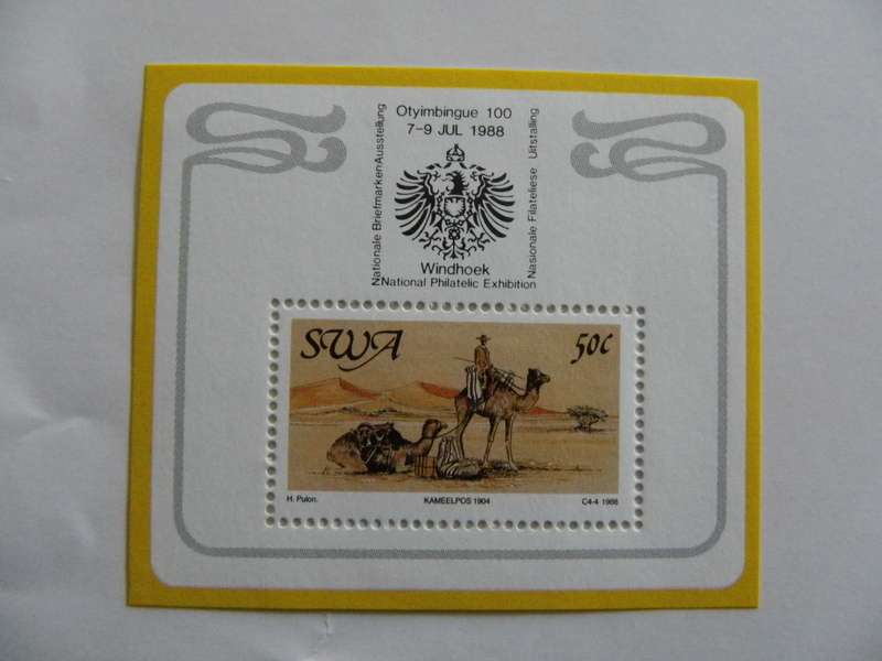 SWA SAF03 (1988) - Centenary of Postal Services in SWA Mint Miniature Sheet