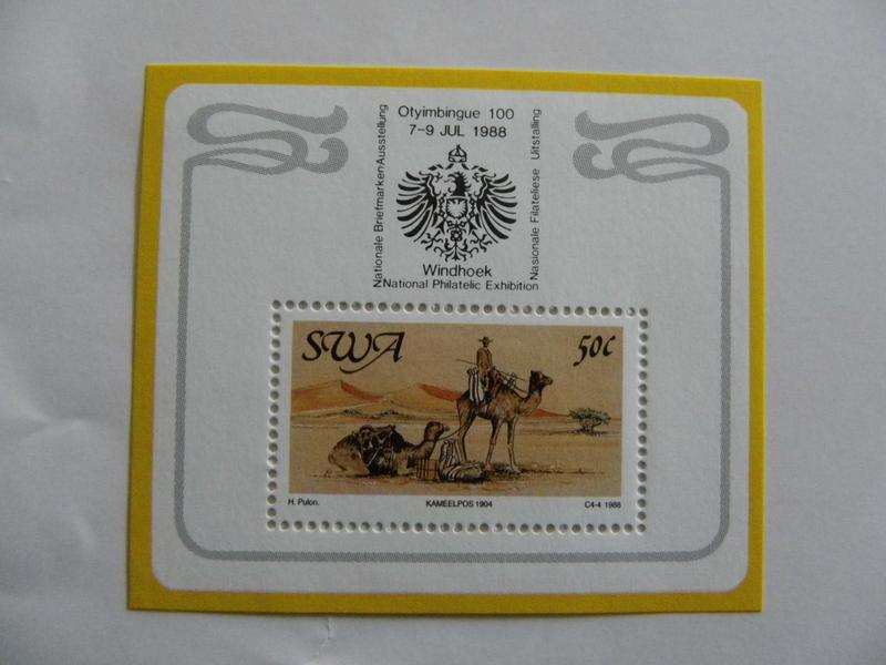 SWA SAF03 (1988) - Centenary of Postal Services in SWA Mint Miniature Sheet