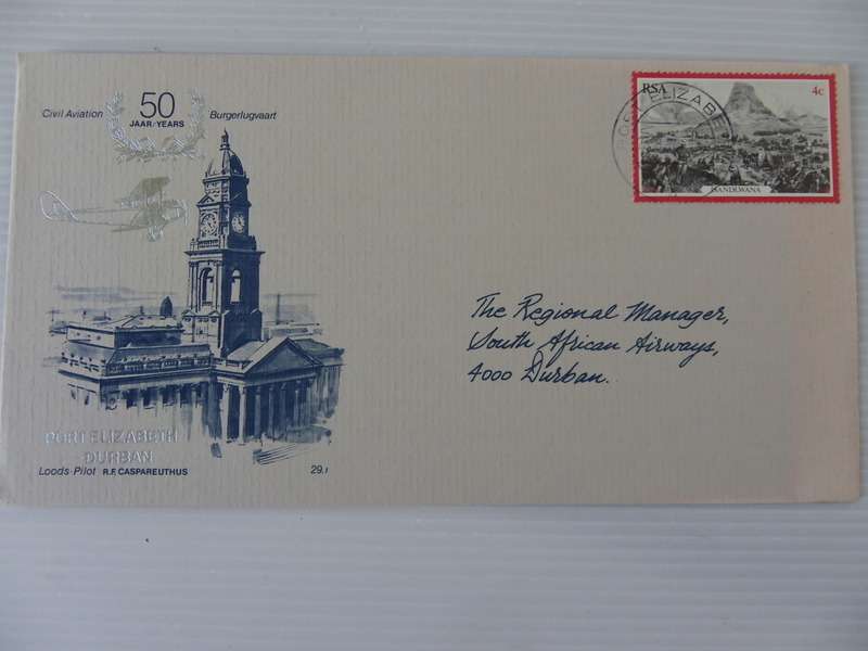 SAA #29.1 (1979) - 50th Anniversary Flight PE to Durban Illustrated FDC