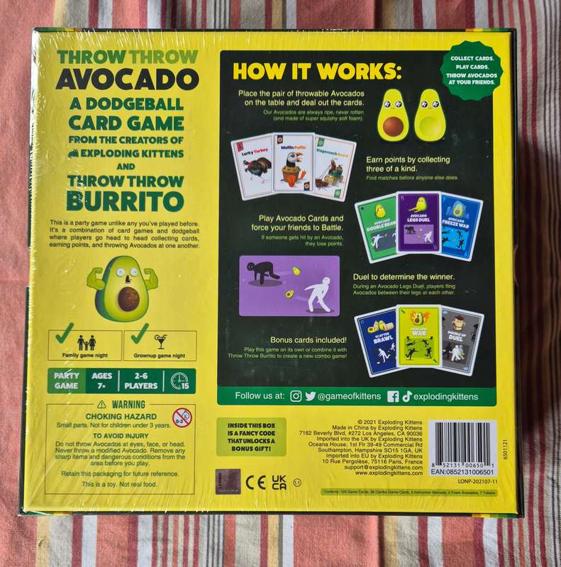 Throw Throw Avocado Board Game