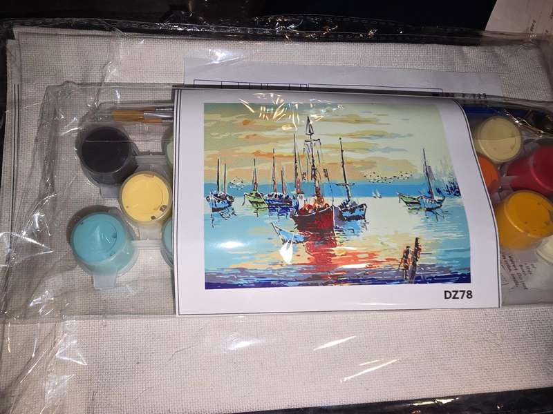 Paint By Numbers - Canvas, Paint - Yachts moored with sunset