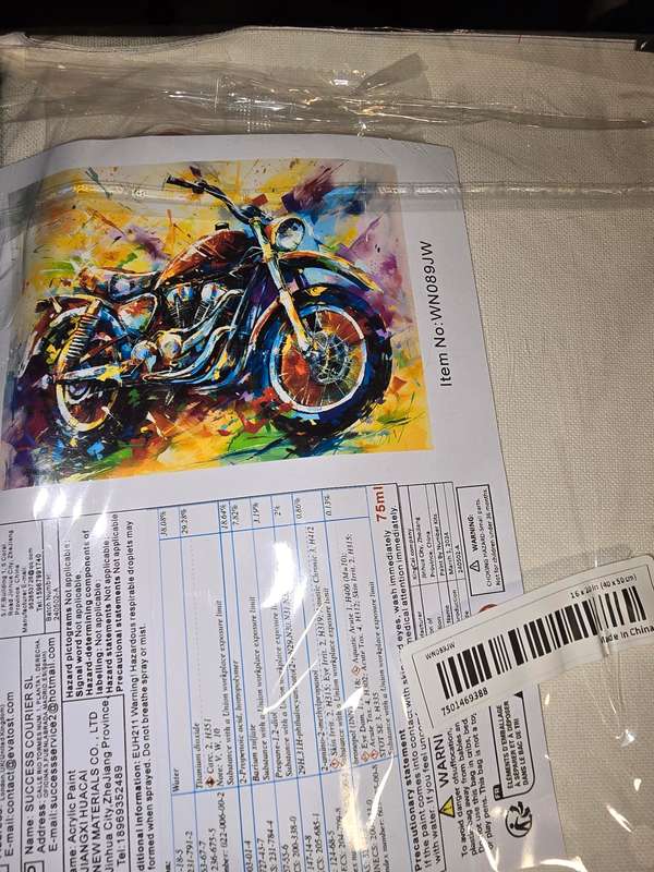 Paint By Numbers - Canvas, Paint - Colourful Motorcycle