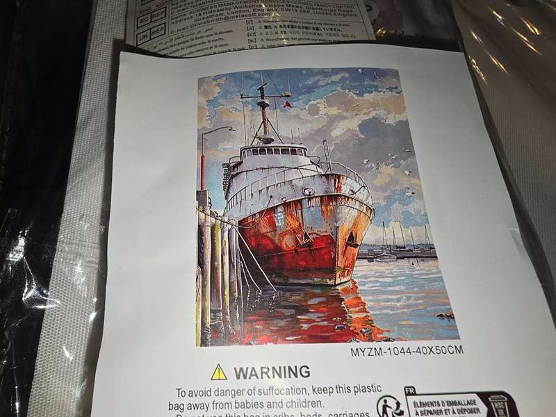 Paint By Numbers - Canvas, Paint - Weathered modern ship at the docks