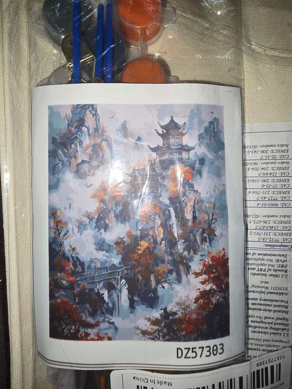 Paint By Numbers - Canvas, Paint - japanese building on hilltop