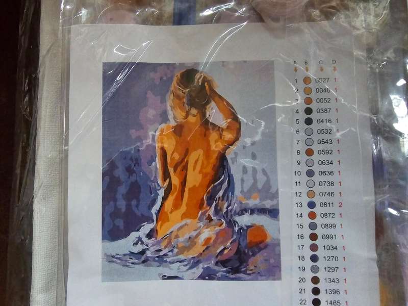 Paint By Numbers - Canvas, Paint - lady with blanket/water