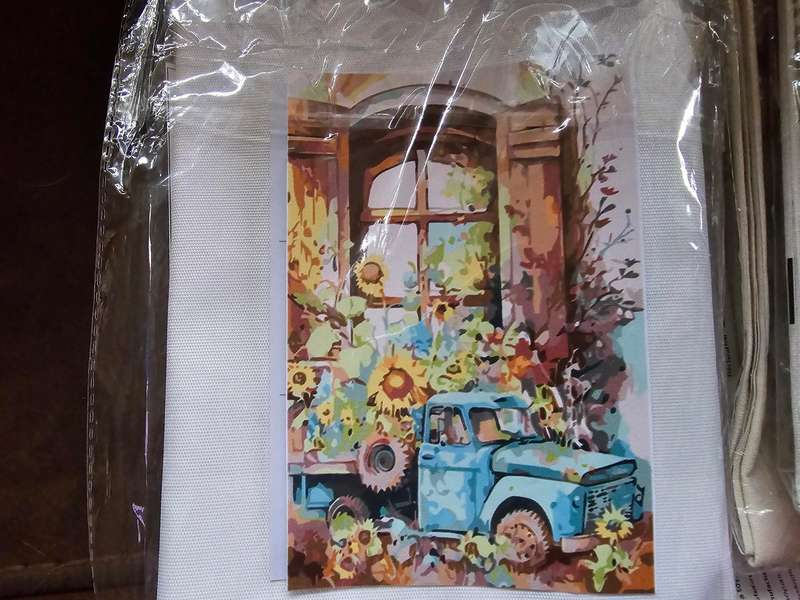 Paint By Numbers - Canvas, Paint - truck and flowers