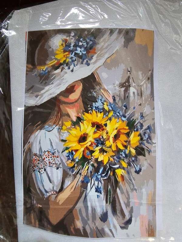 Paint By Numbers - Canvas, Paint - Lady with Flowers