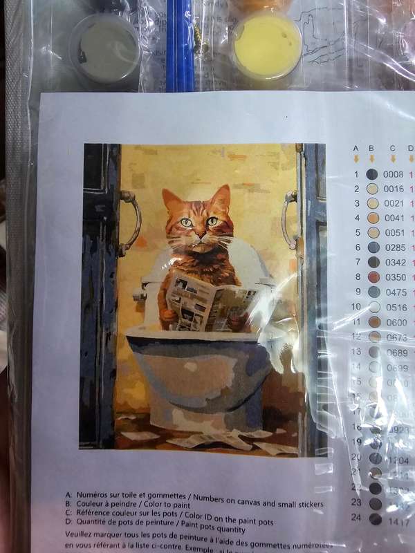 Paint By Numbers - Canvas, Paint - Cat on the Loo